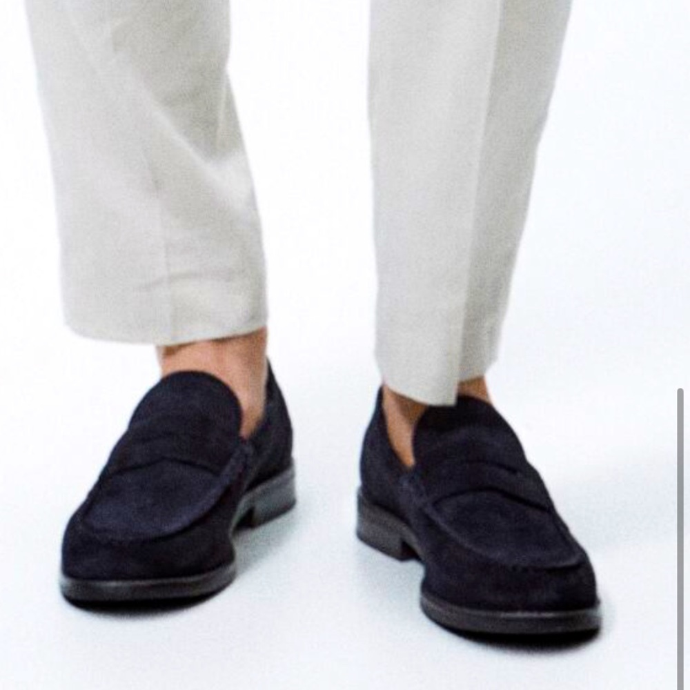 Zara suede loafers in navy